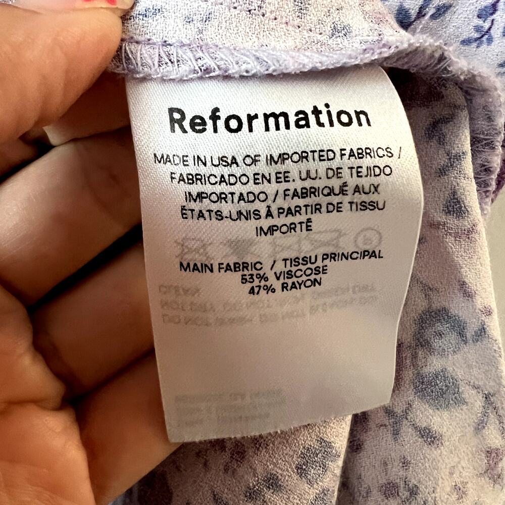 Reformation Baxley Floral Print Lilac Purple Midi Dress Size 8 Viscose New - Picture 6 of 8